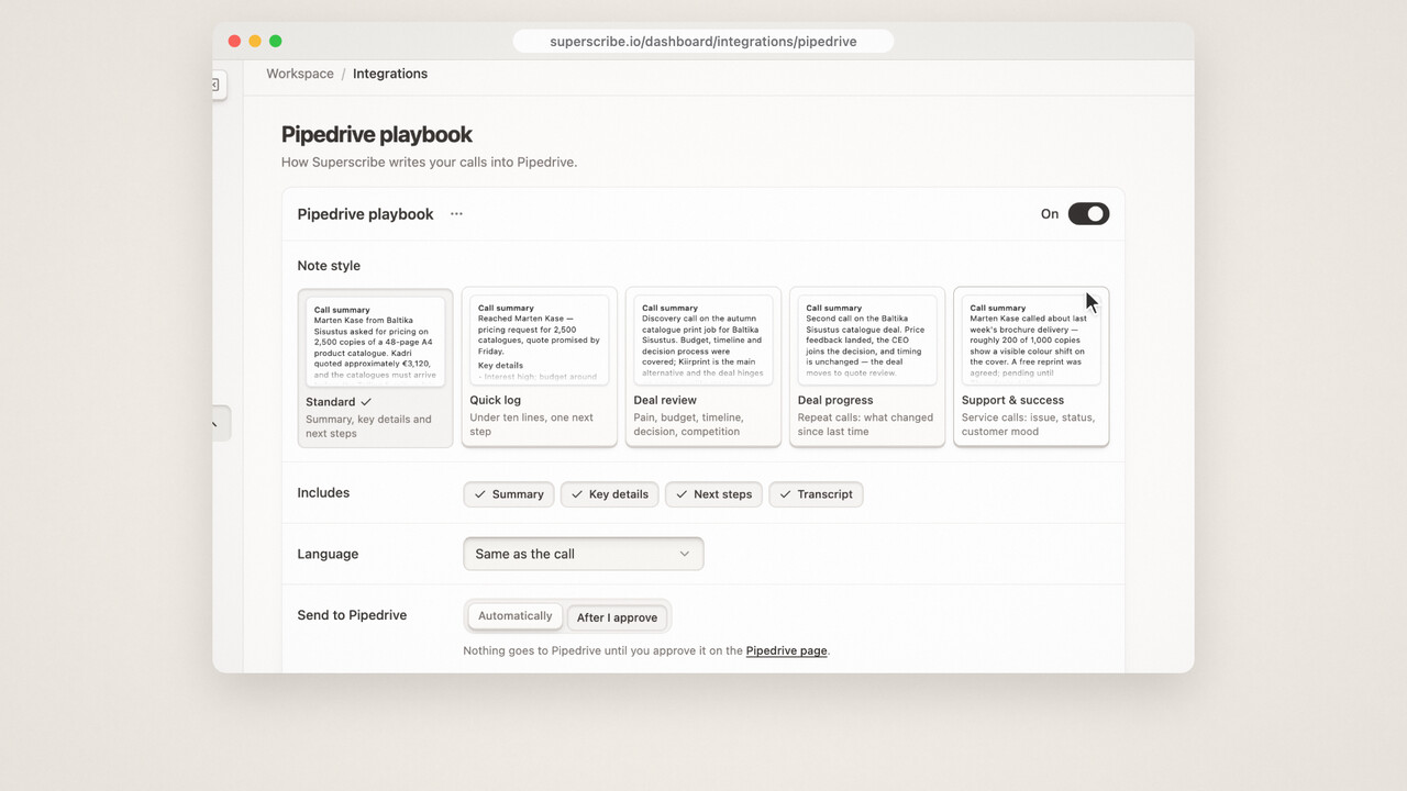 A still from the video: Put every call into Pipedrive